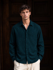 Teal Blue 100% Linen Shirt