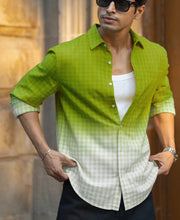 Lime Green Ombre Checks Shirt.