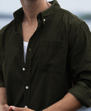 Dark Olive Corduroy Buttondown Shirt.