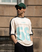 Cream & Black Panelled Graphic T-Shirt 100% Cotton