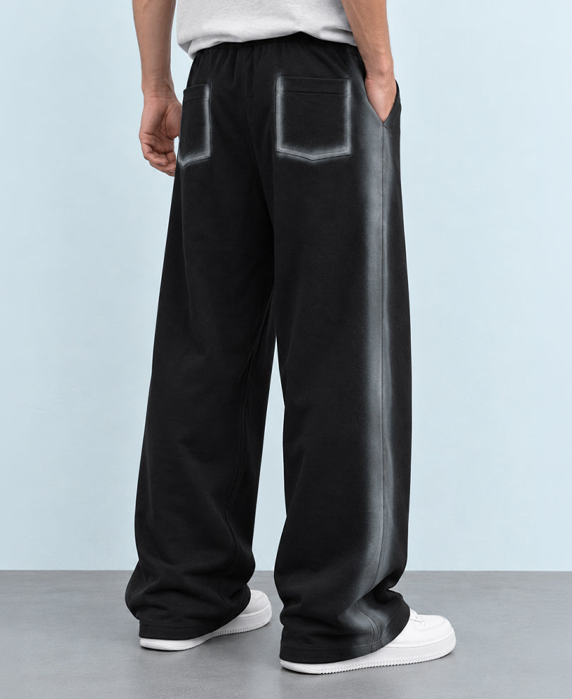 Black Sprayed Baggy Trackpant