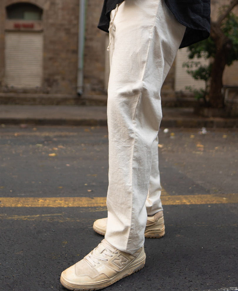 Cream Cotton Trousers.