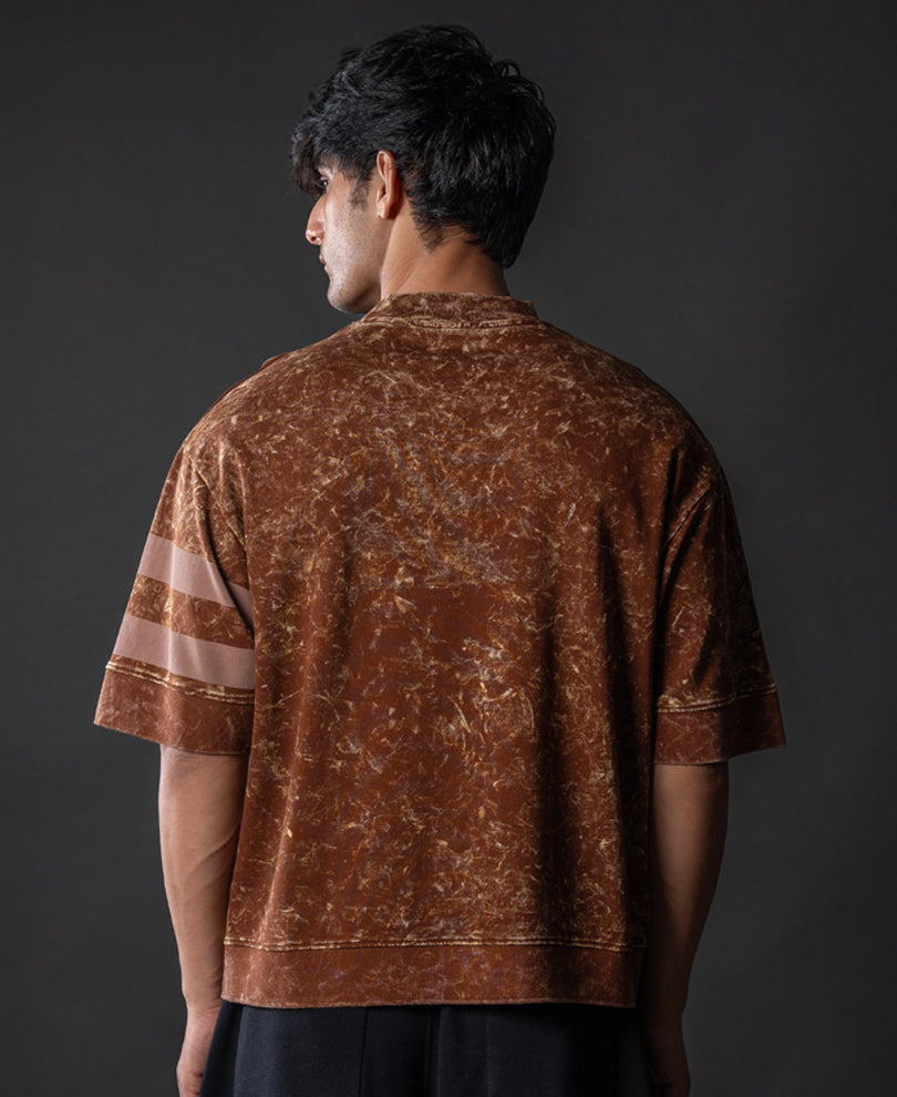 Brown Washed Graphic Oversized T-Shirt.