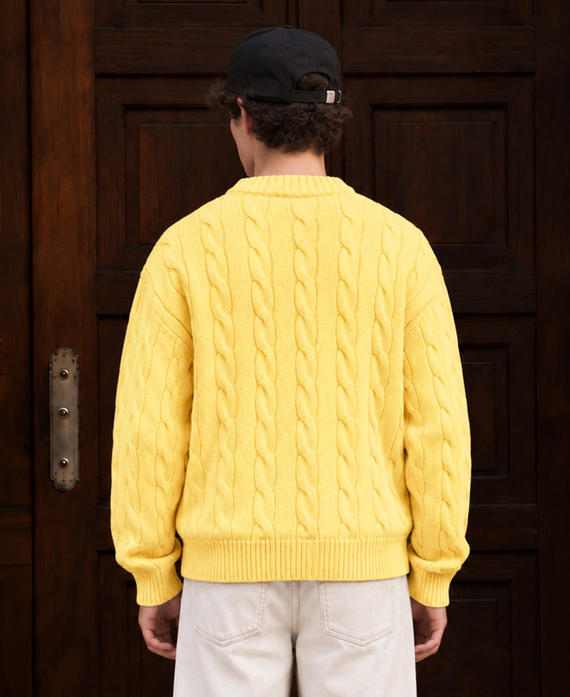 Yellow Cable Knit Sweater