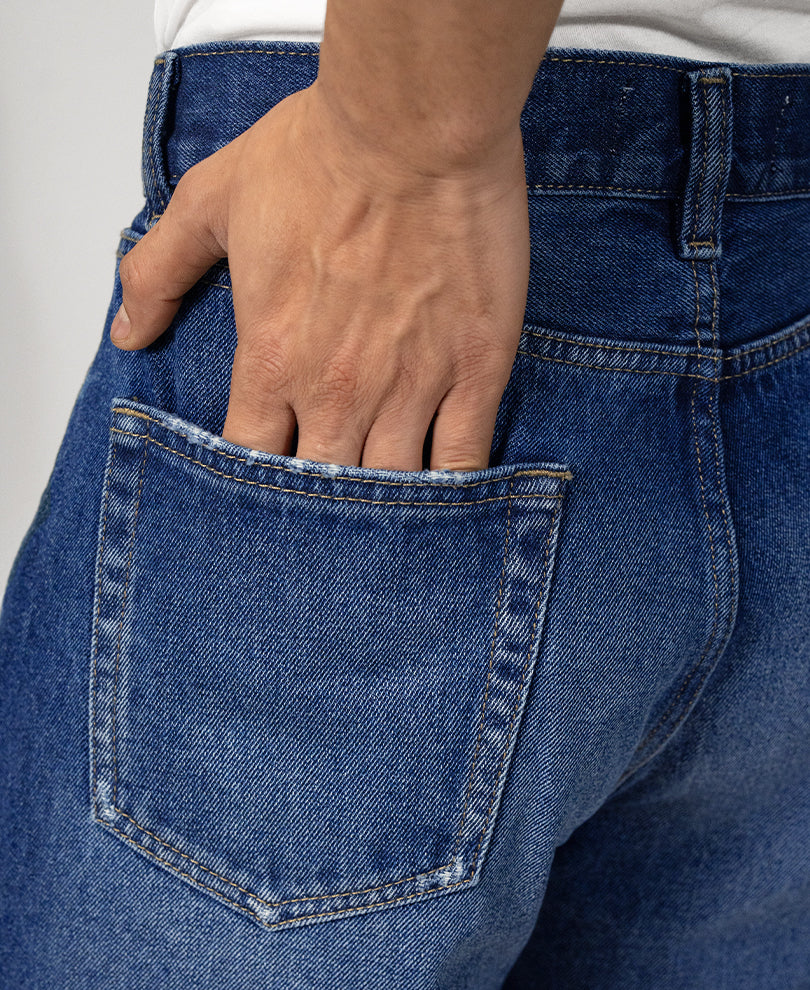 Dark Blue Distressed Baggy Jeans