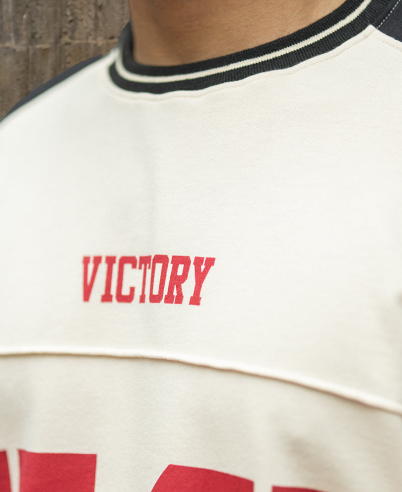 Cream Panelled Graphic T-Shirt