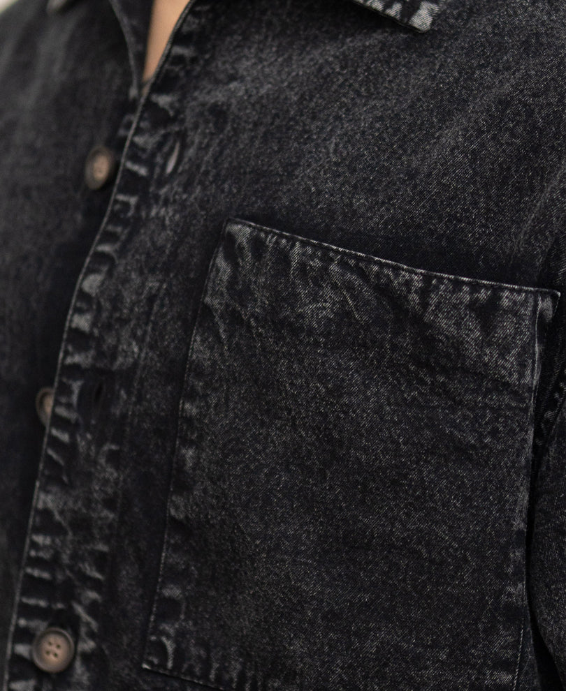 Black Washed Denim Shirt