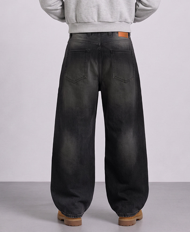 Black Washed Baggy Denim Jeans