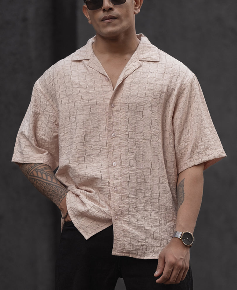 Light Beach Structured Oversized Half Sleeves Shirt.
