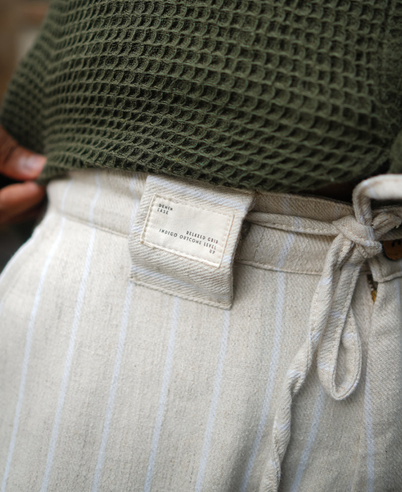 Off White and Beige Baggy Fit Pant.
