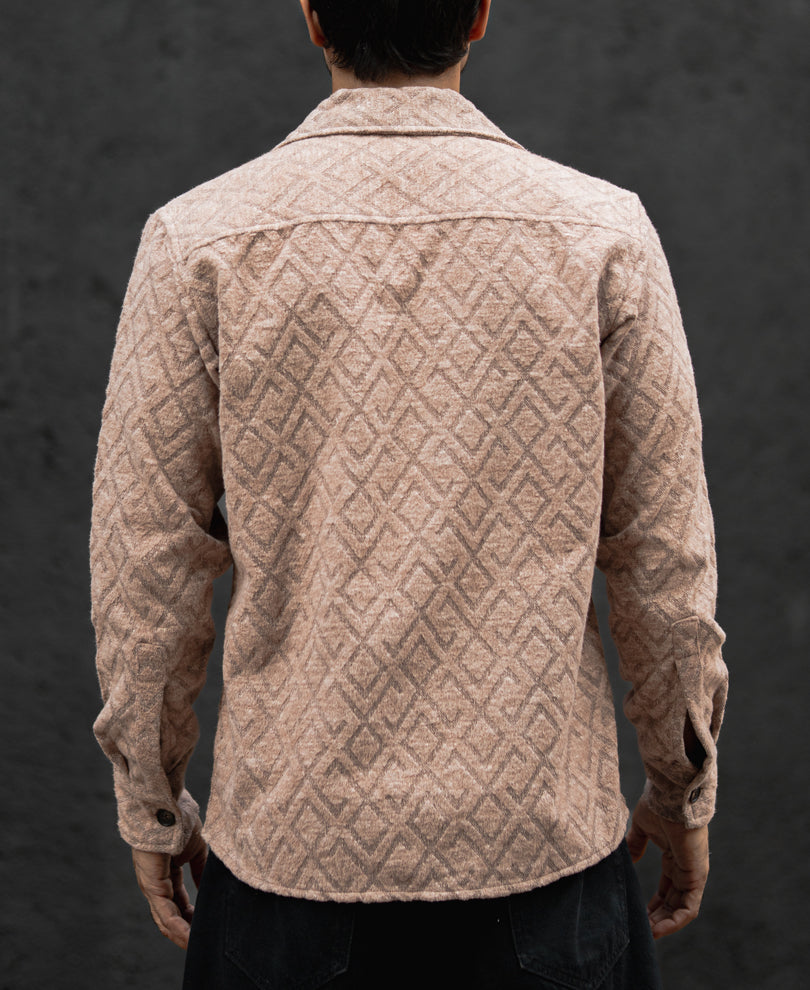 Dark Beige Structured Regular Fit Shirt.