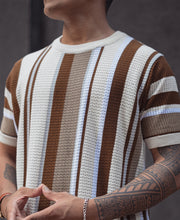 Multicolor Regular Fit Striped Half Sleeves T Shirt.