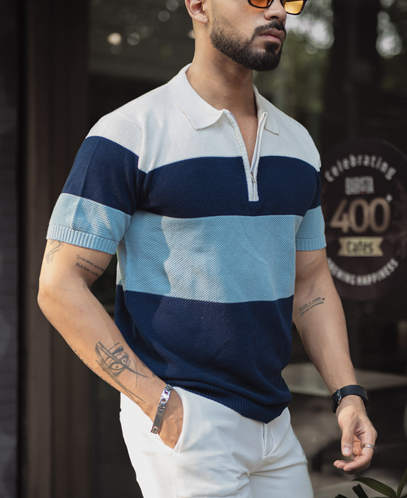 Multi Colour Knits Regular Fit Half Sleeves Tshirt.