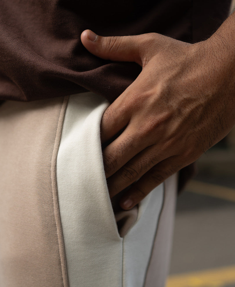Light Beige Baggy Fit Track Pant.