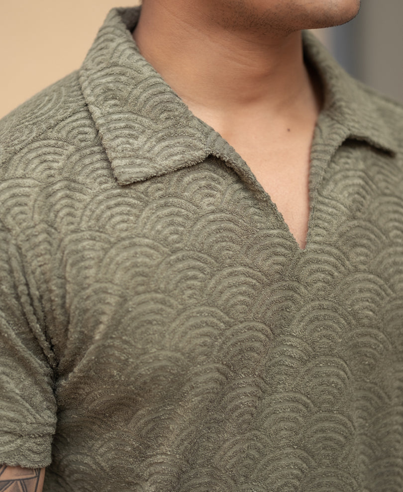 Green Structured Regular fit Polo T-Shirt.