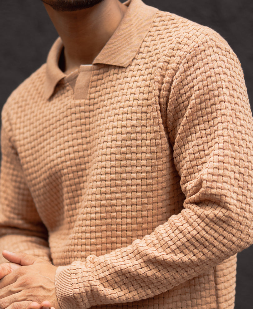 Dusty Rose Regular Fit Full Sleeves T-Shirt.
