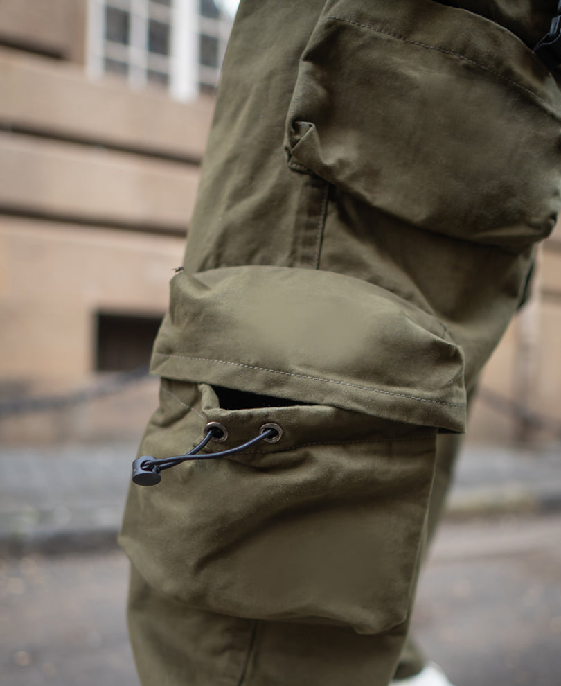 Olive Green Cotton Baggy Fit Cargo Pant.