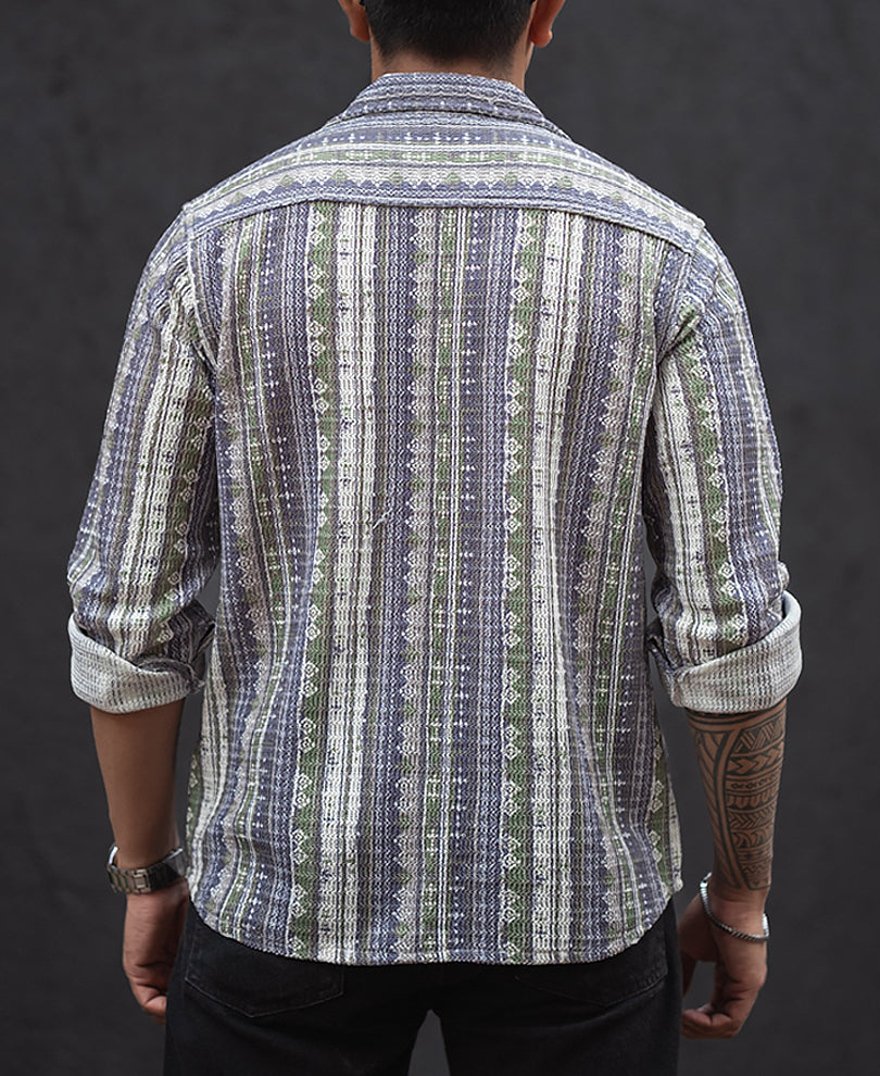 Multicolour Striped Regular Fit Full Sleeves Shirt.