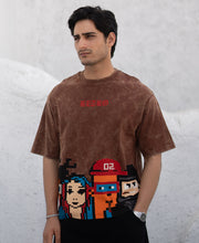 Brown Washed Lego Print T-Shirt.