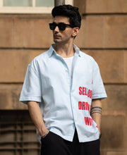 Blue Printed Stripe Shirt 100% Cotton