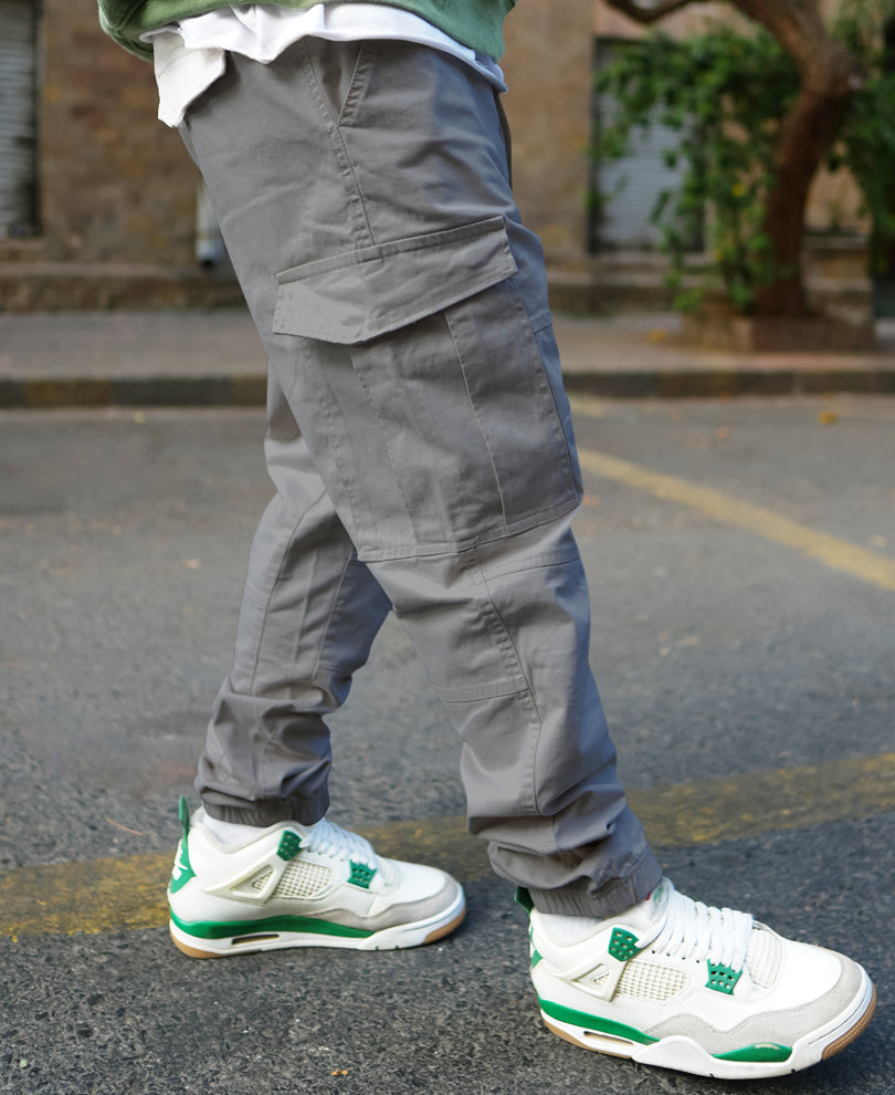 Grey Regular Fit Cargo Pant.