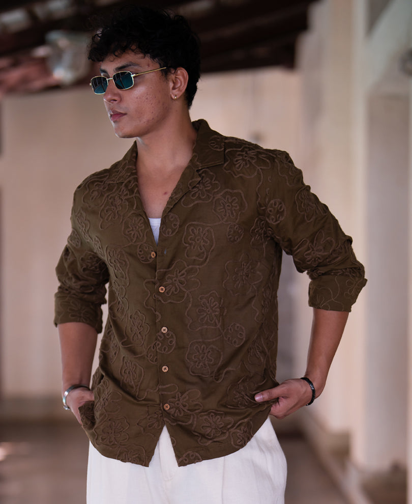 Light Brown Embroidered Shirt