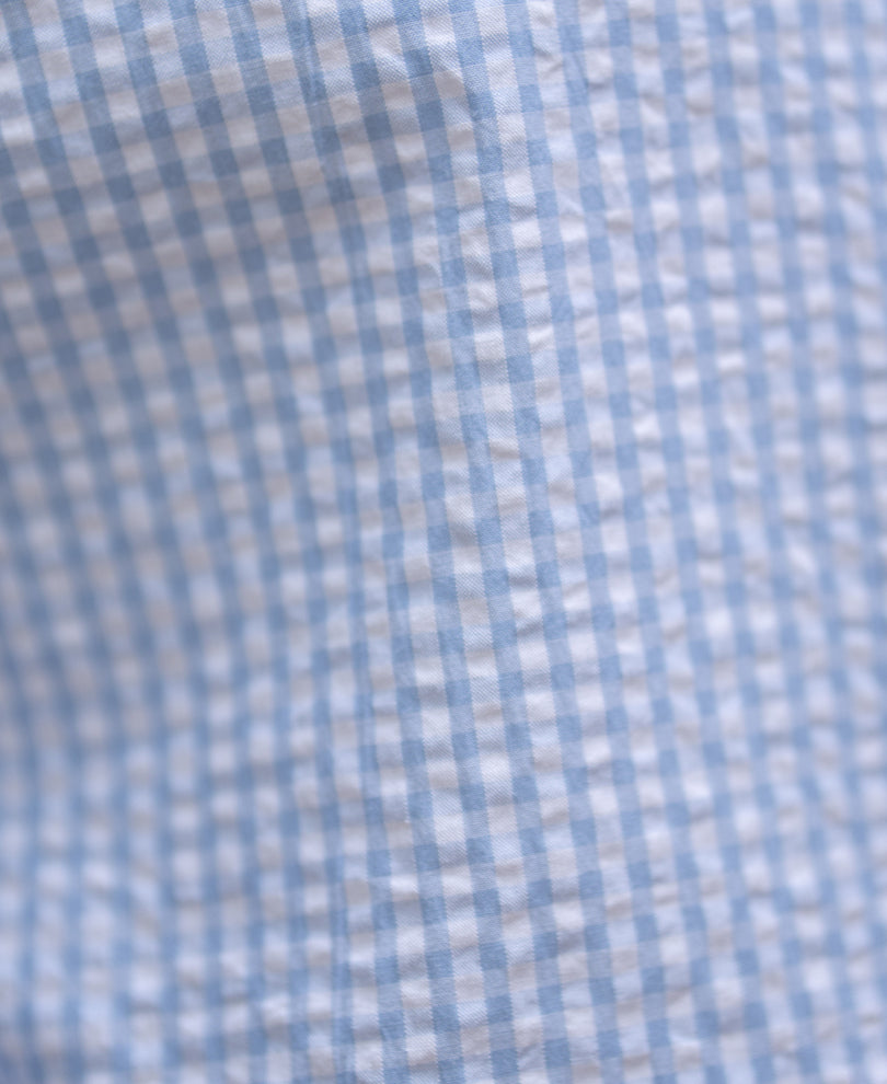 Blue Embroidered Checks Shirt