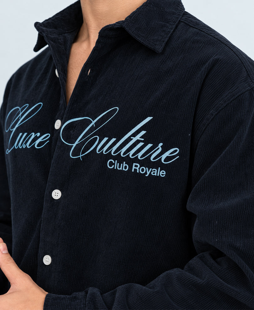 Navy Printed Corduroy Shirt