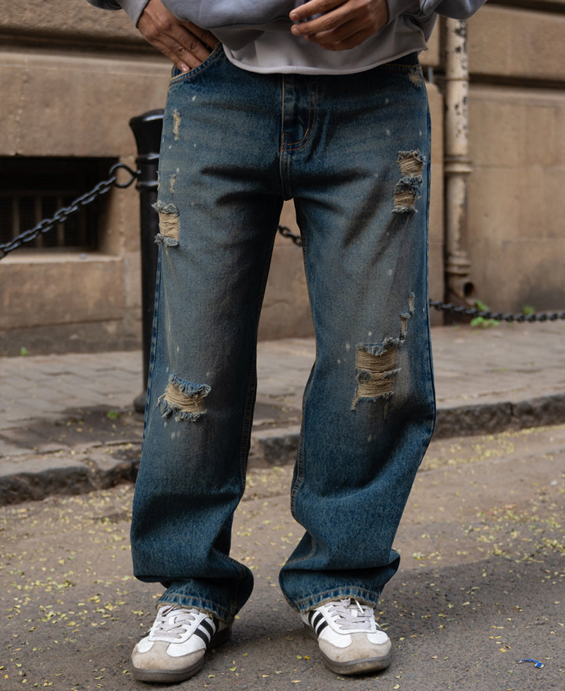 Vintage Blue Distressed Jeans.