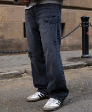 Charcoal Distressed Baggy Jeans.