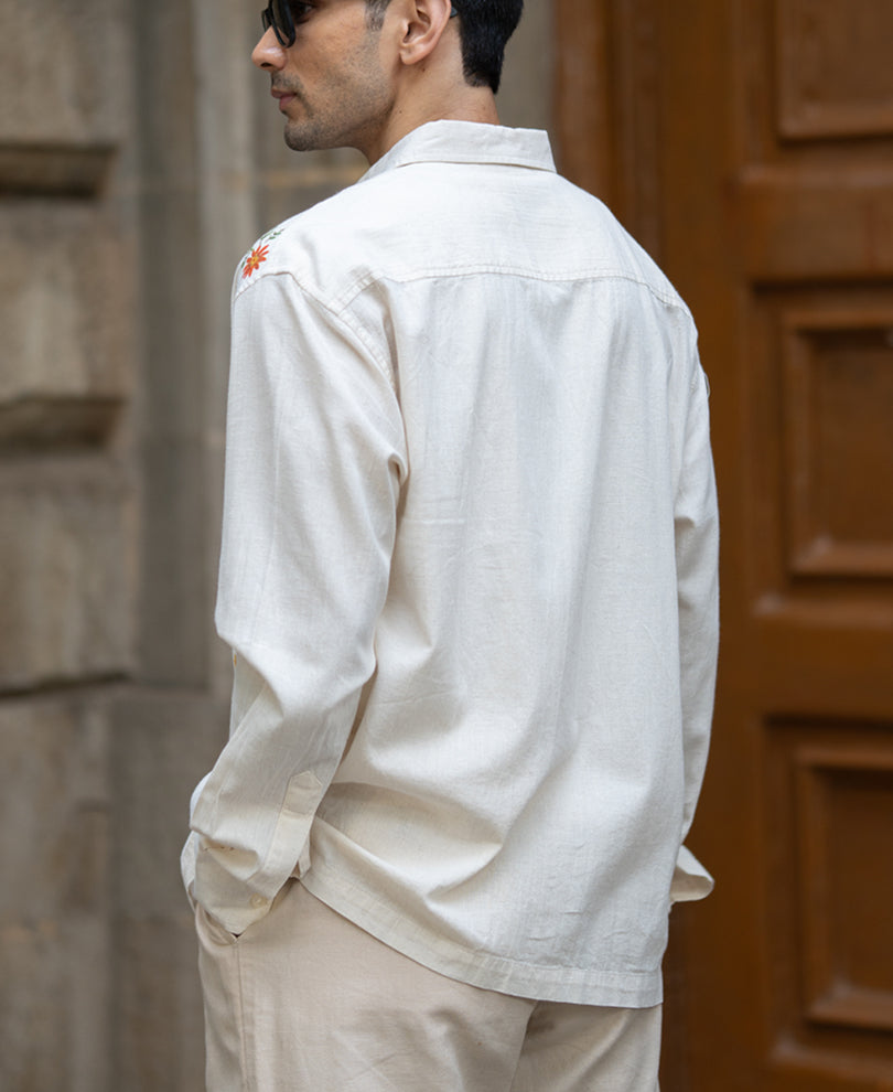 Buy Natural Linen Blend Print Shirt for Men | POWERLOOK