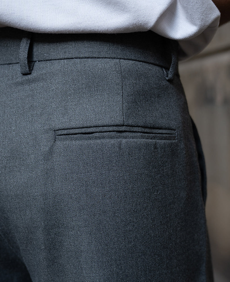 Grey Pleated Baggy Trousers