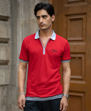 Red Structure Knit Polo T-Shirt