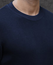 Navy Ombre Knit T-Shirt.