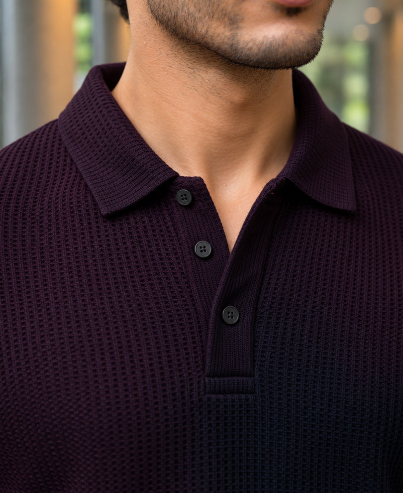 Wine Sprayed Structure T-Shirt
