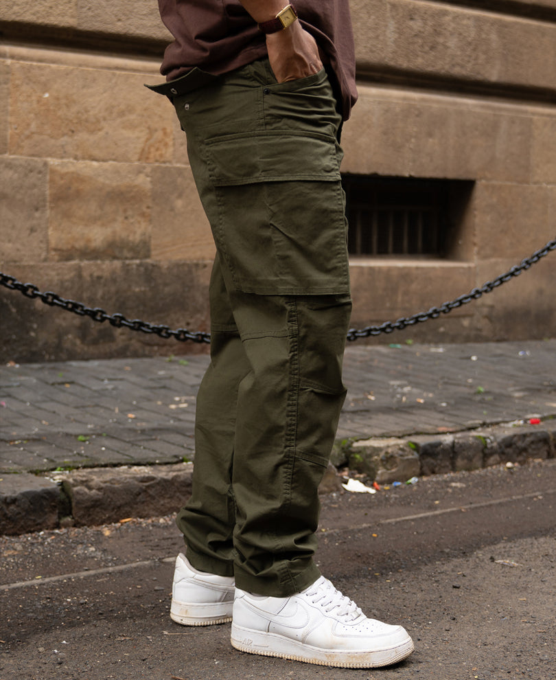 Olive Cotton Cargo Trouser.