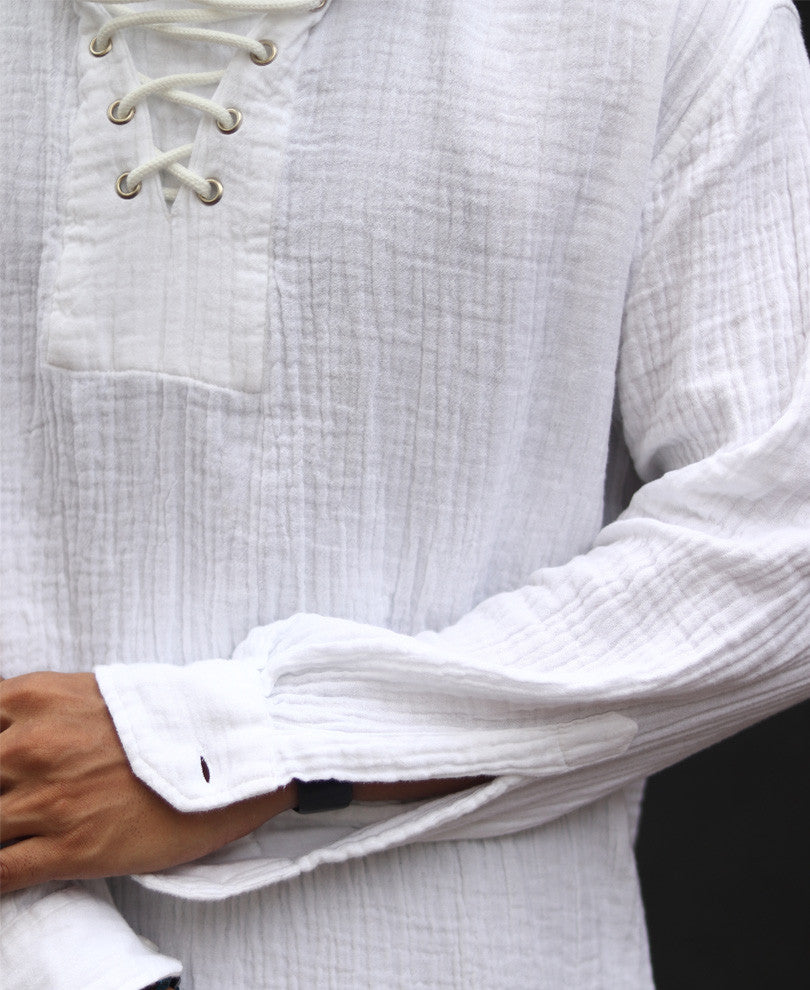 White Hoodie Oversize Drop Shoulder Shirt.
