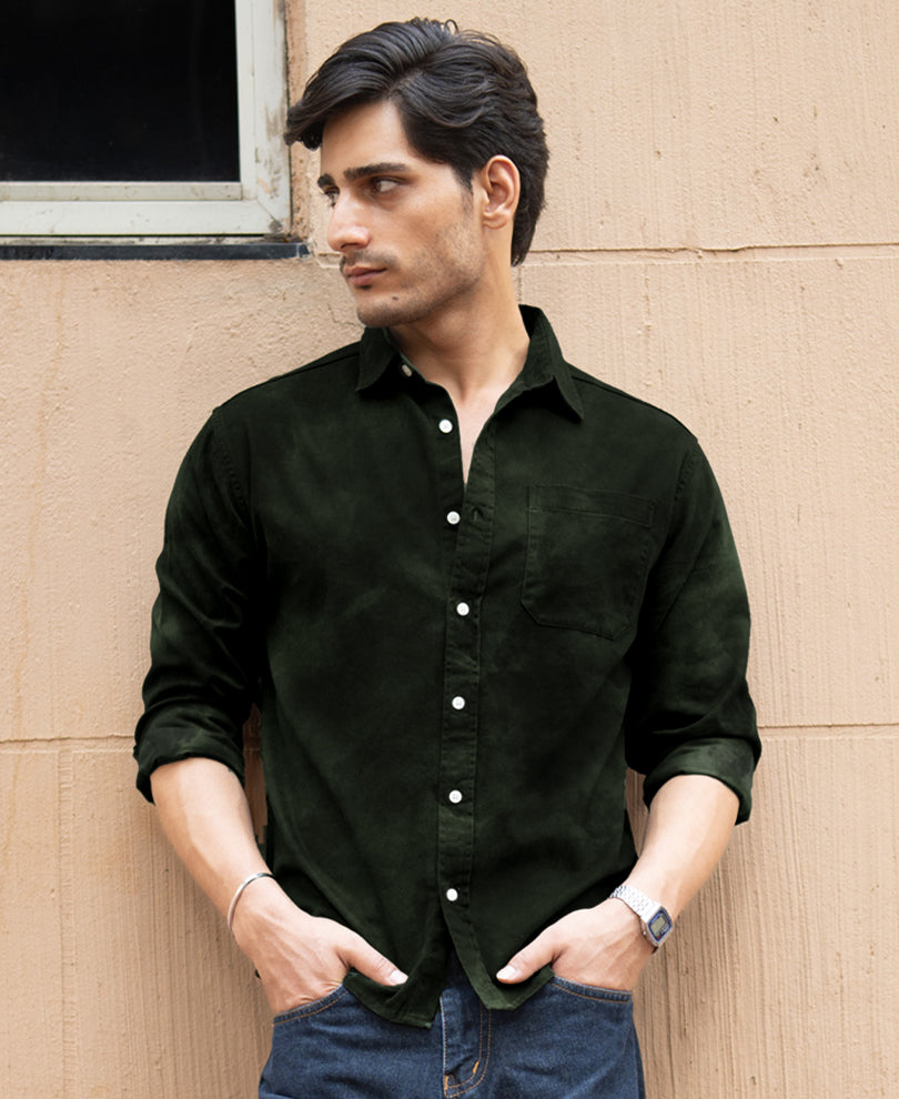 Dark Green Sprayed Shirt.