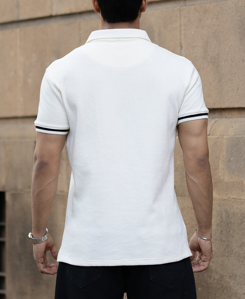 Off White Half Sleeves T-Shirt.