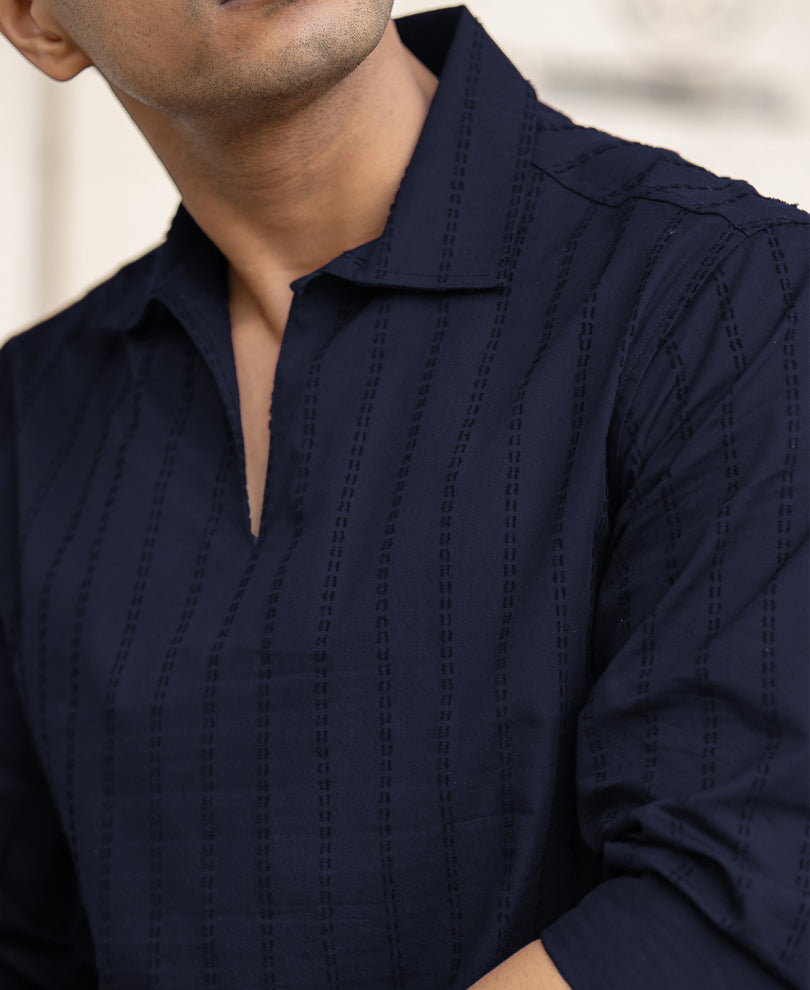 Navy Blue Full Sleeves Shirt.