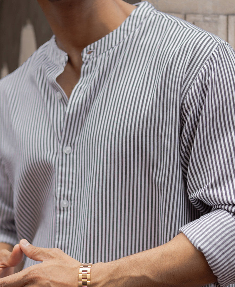 Black and White Stripes Full Sleeves Shirt.