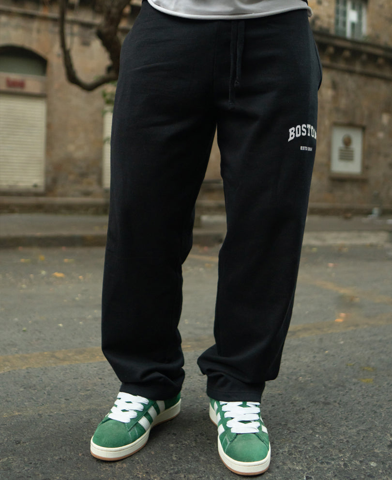 Black Printed Baggy Trackpant.