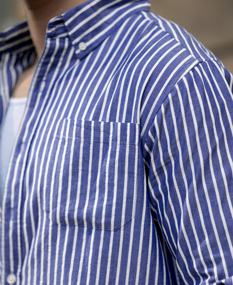 Dark Blue Lightweight Stripe Shirt.