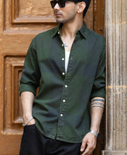 Olive Overdyed Checks Shirt 100% Cotton