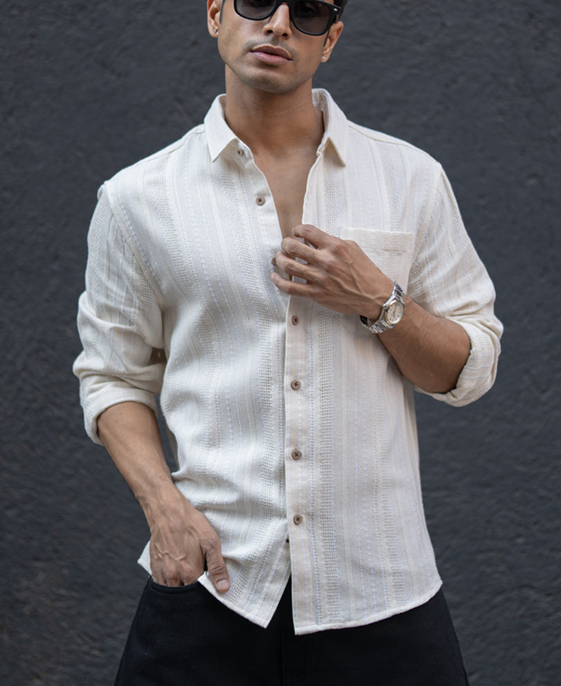 Off White Structure Stripe Shirt.