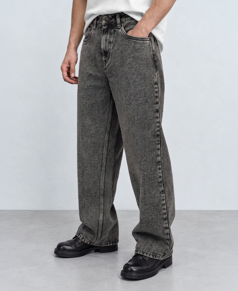 Charcoal Washed Baggy Jeans