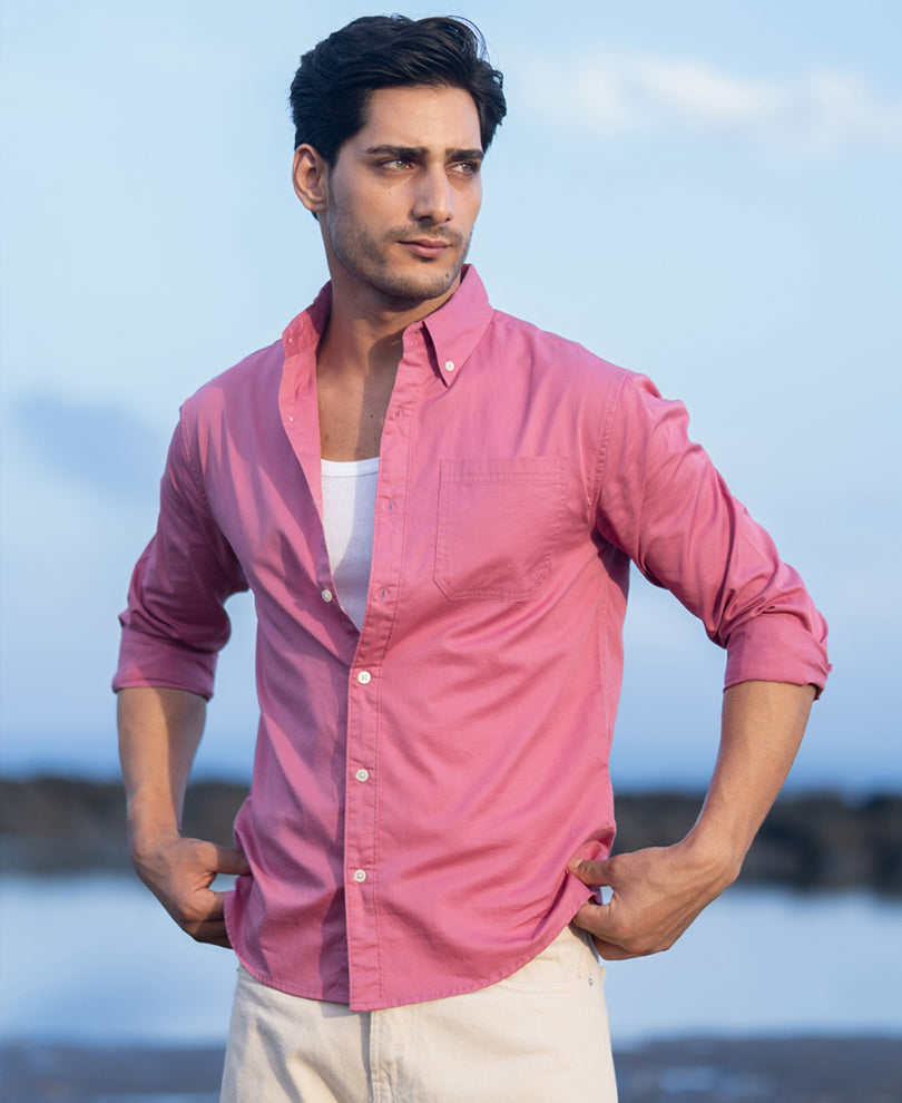 Rogue Pink Structured Buttondown Shirt.