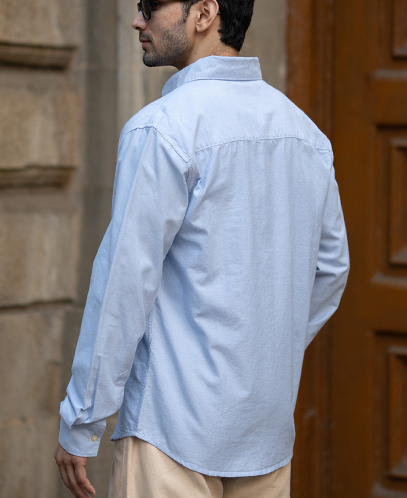 Blue Oxford Button Down Shirt.