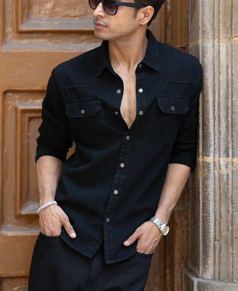 Black Denim Overshirt