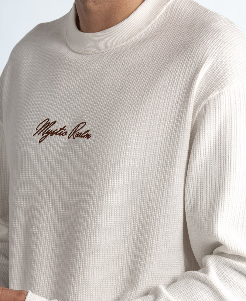 White Embroidered Structure T-Shirt